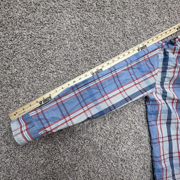 Untuckit Shirt Mens Large Blue Plaid Long‎ Sleeve Button Up Cotton - Picture 7 of 7